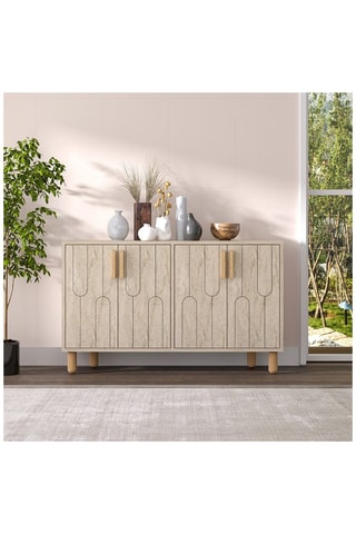 Console 4 portes Vincent et gris - 120 x 73,6 x 29,6 cm