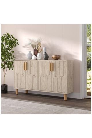 Console 4 portes Vincent et gris - 120 x 73,6 x 29,6 cm