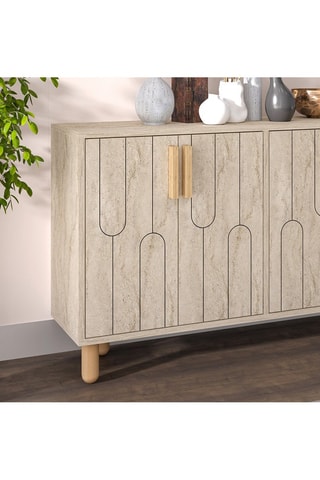Console 4 portes Vincent et gris - 120 x 73,6 x 29,6 cm