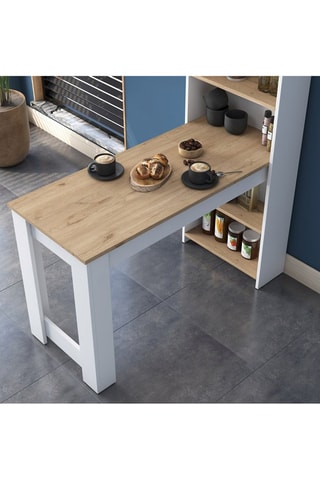 Table de cuisine avec étagère - 120 x 154 x 54 cm