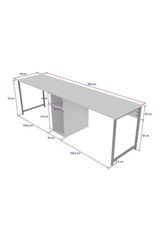 Bureau Twin Study - 240 x 74 x 60 cm