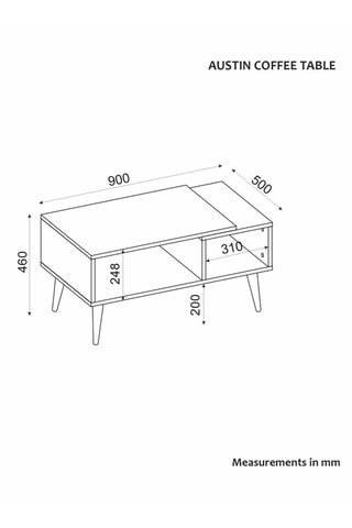 Table basse Austin - 90 x 50 x 40 cm