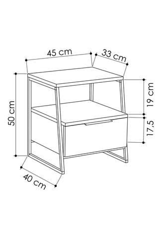 Table de chevet abattant Pal - 45 x 50 x 33 cm