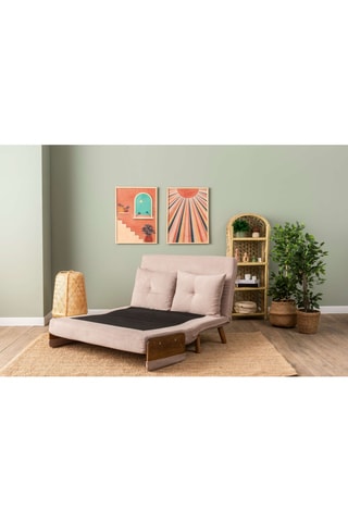 Canapé convertible - Beige - 2 places - Revêtement polyester - Couchage 120 x 190 cm