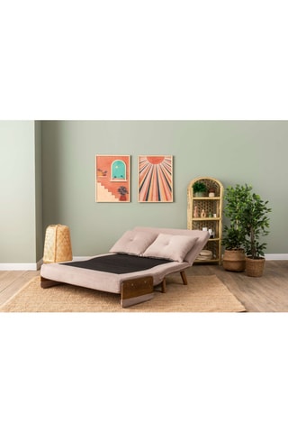Canapé convertible - Beige - 2 places - Revêtement polyester - Couchage 120 x 190 cm