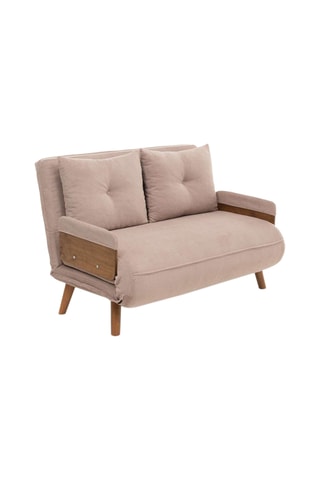 Canapé convertible - Beige - 2 places - Revêtement polyester - Couchage 120 x 190 cm