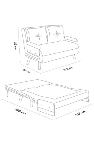 Canapé convertible - Beige - 2 places - Revêtement polyester - Couchage 120 x 190 cm