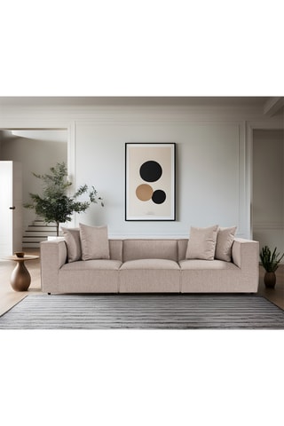 Canapé en bois de charme - Beige - 3 places - Revêtement lin