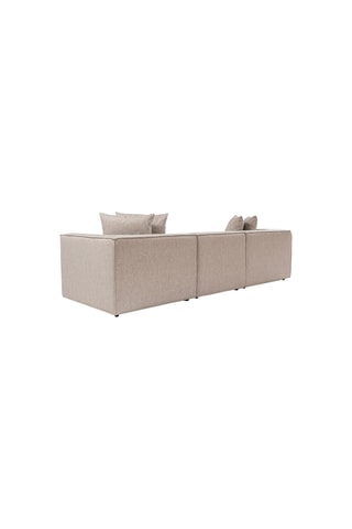 Canapé en bois de charme - Beige - 3 places - Revêtement lin