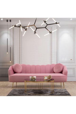 Canapé - Rose - 3 places - Revêtement polyester
