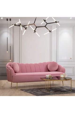 Canapé - Rose - 3 places - Revêtement polyester