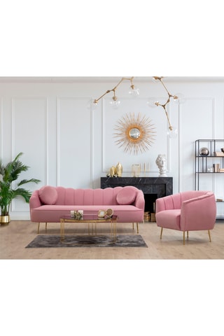 Canapé - Rose - 3 places - Revêtement polyester