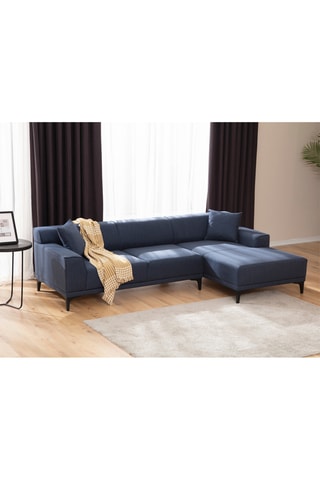 Canapé d'angle gauche - Bleu foncé - 3 à 5 places - Revêtement polyester