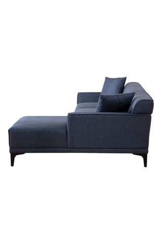 Canapé d'angle gauche - Bleu foncé - 3 à 5 places - Revêtement polyester