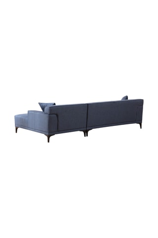 Canapé d'angle gauche - Bleu foncé - 3 à 5 places - Revêtement polyester