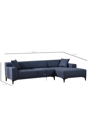 Canapé d'angle gauche - Bleu foncé - 3 à 5 places - Revêtement polyester