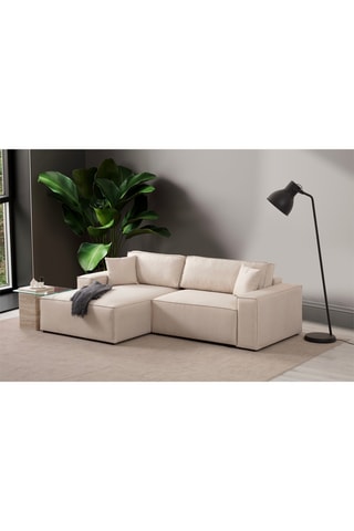 Canapé d'angle droit convertible - Écru - 2 places - Revêtement polyester