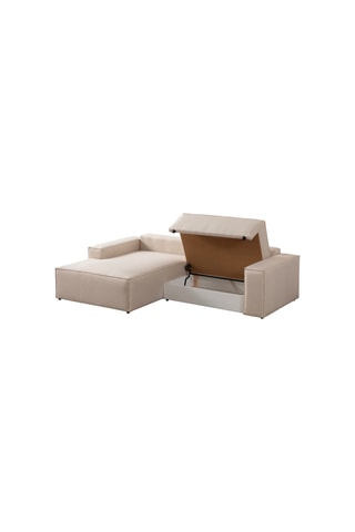 Canapé d'angle droit convertible - Écru - 2 places - Revêtement polyester