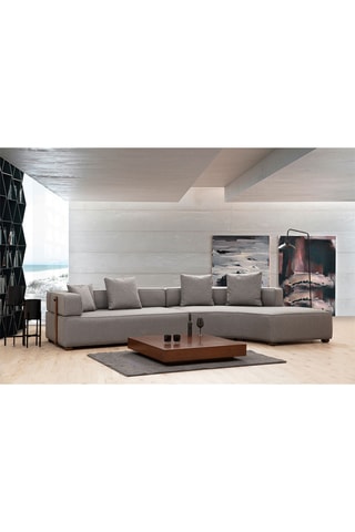Canapé d'angle réversible - Gris - 3 à 5 places - Revêtement polyester