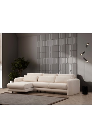 Canapé d'angle gauche - Crème - 3 à 5 places - Revêtement polyester