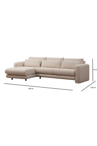 Canapé d'angle gauche - Crème - 3 à 5 places - Revêtement polyester