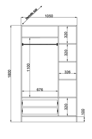 Armoire 3 portes - 180 x 105 x 52 cm