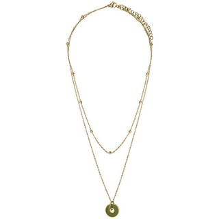 Collier - Acier doré & émail kaki