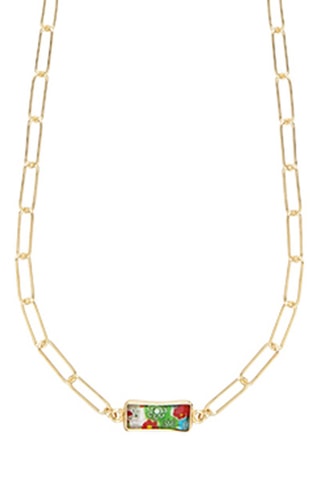 Collier - Argent doré à l'or jaune et verre de Murano