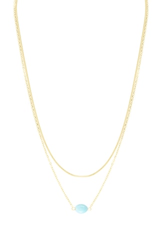 Collier - Plaqué ion or jaune et amazonite