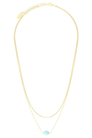 Collier - Plaqué ion or jaune et amazonite