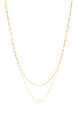 Collier - Plaqué ion or jaune et pierre de lune