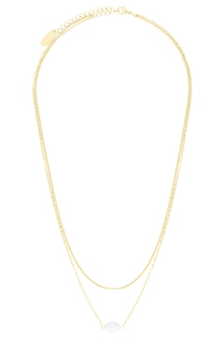 Collier - Plaqué ion or jaune et pierre de lune