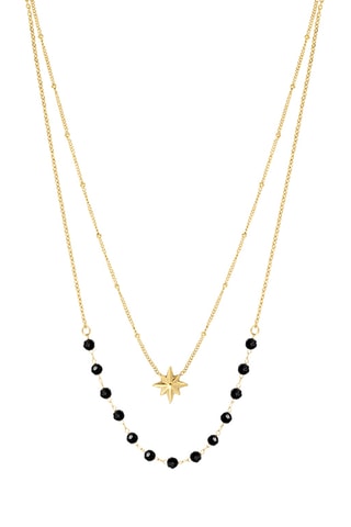 Collier - Plaqué ion or jaune et onyx