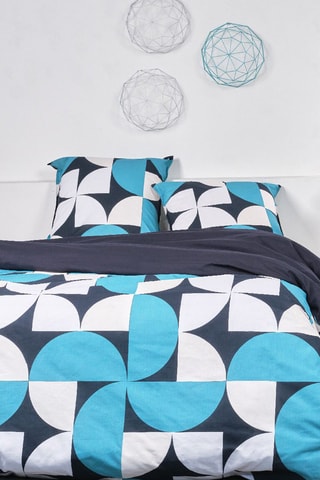 Parure de couette en coton Sunshine - Bleu et blanc