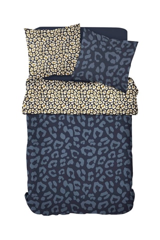 Parure de couette en coton Sunshine - Bleu et moutarde
