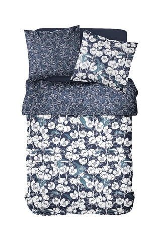 Parure de couette en coton Mawira - Ecru et bleu