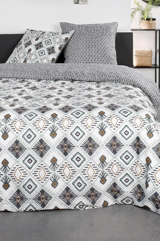 Parure de couette en coton 57 fils/cm² Sunshine - Blanc et camel