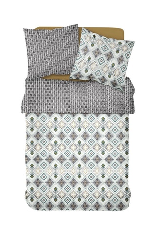 Parure de couette en coton 57 fils/cm² Sunshine - Blanc et camel