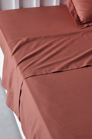 Drap plat en coton 57 fils/cm² Essential - Terracotta