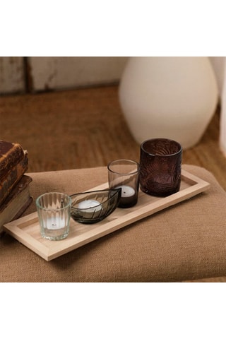 Plateau bougeoir en bois Indies - 36 x 11,8 x 9 cm - Naturel