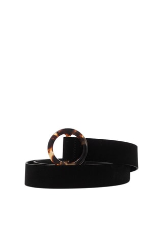 Ceinture en cuir de veau nubuck - Noir - IKKS