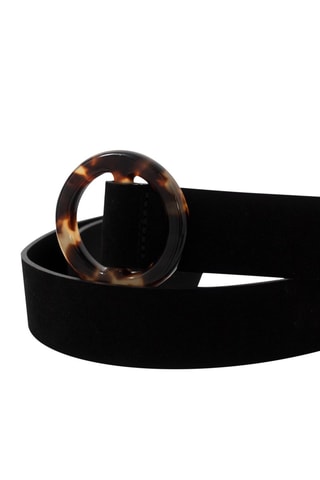 Ceinture en cuir de veau nubuck - Noir - IKKS