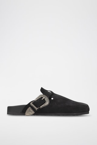 Sabots en cuir de veau nubuck - Noir - IKKS