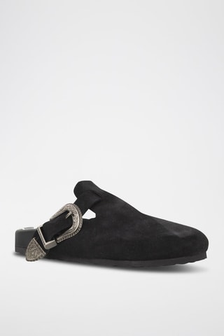 Sabots en cuir de veau nubuck - Noir - IKKS