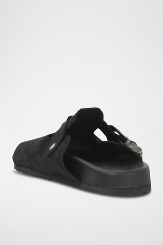 Sabots en cuir de veau nubuck - Noir - IKKS
