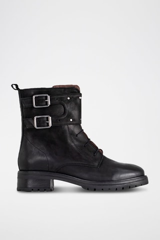 Bottines en cuir de veau - Noir - IKKS