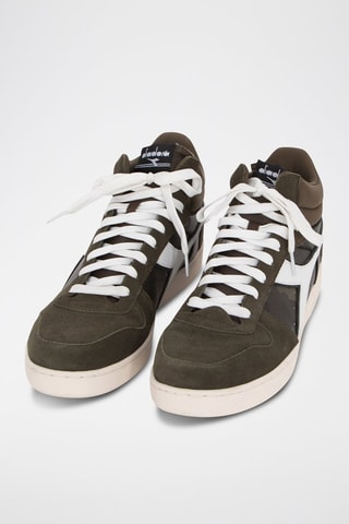 Sneakers montantes en cuir de veau nubuck - Kaki