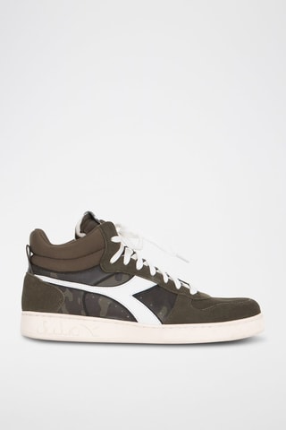 Sneakers montantes en cuir de veau nubuck - Kaki