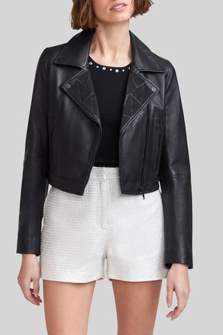 Veste en cuir de mouton - Noir - IKKS