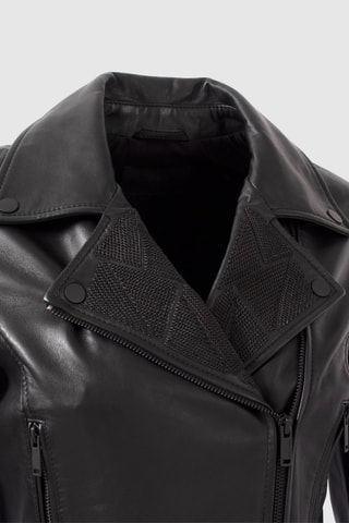 Veste en cuir de mouton - Noir - IKKS